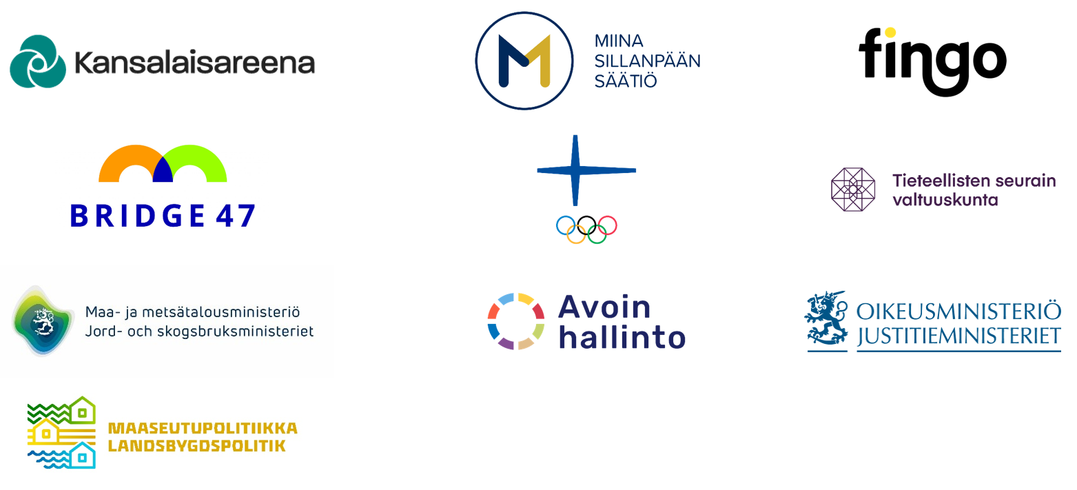 Kuvassa on tapahtuman järjestäjien tunnukset.